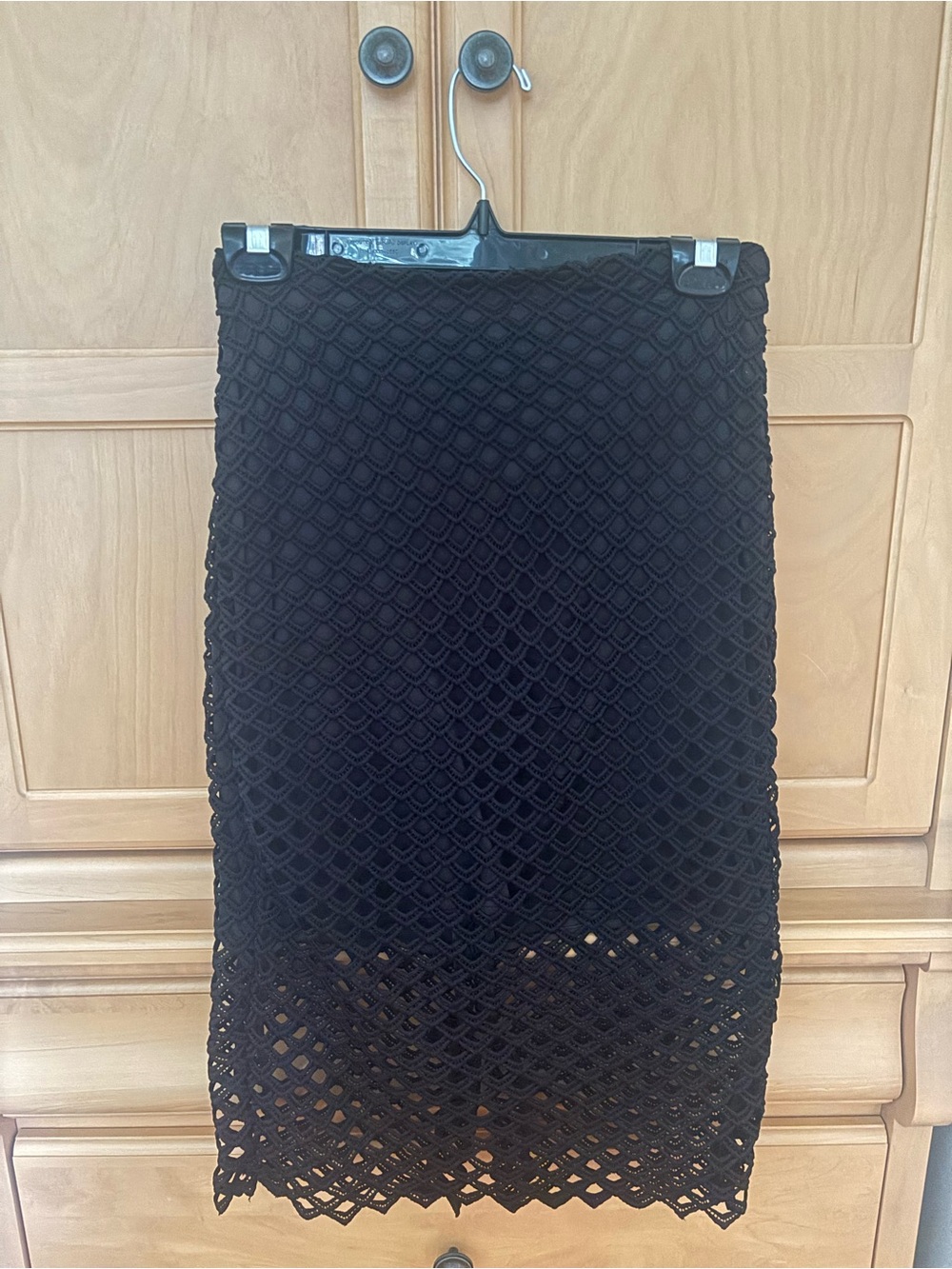 Zara Black Crochet Pencil Midi Skirt